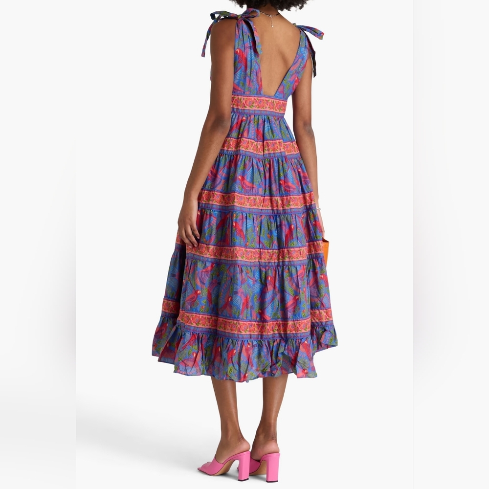 *SOLD* NWT FARM RIO | $265 Blue Macaw Tiered Dress - Picture 3 of 8